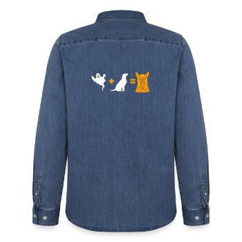 Funny Halloween Dog Ghost - Halloween Dog - Männer Jeanshemd Organic von Stanley/Stella - verwaschenes Mittelblau  - Hinten - AI Model Male 185 light (185cm)