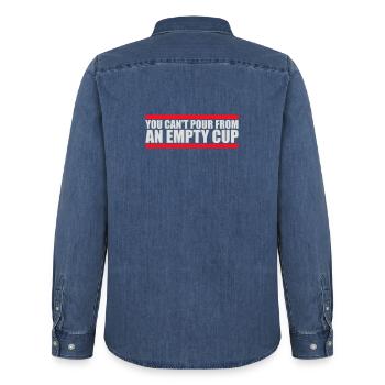 You Can't Pour From An Empty Cup Self Care - Men’s Organic Denim Shirt by Stanley/Stella - mid washy  - Back - AI Model Male 185 light (185cm)