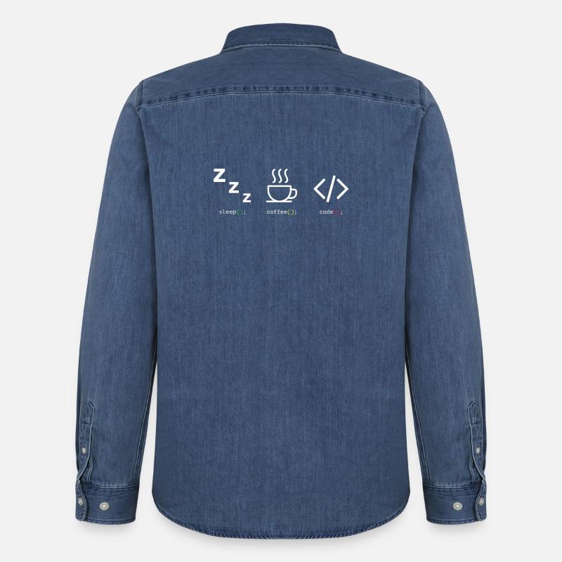 Code Kaffee Schlaf Trio - Männer Jeanshemd Organic von Stanley/Stella - verwaschenes Mittelblau 