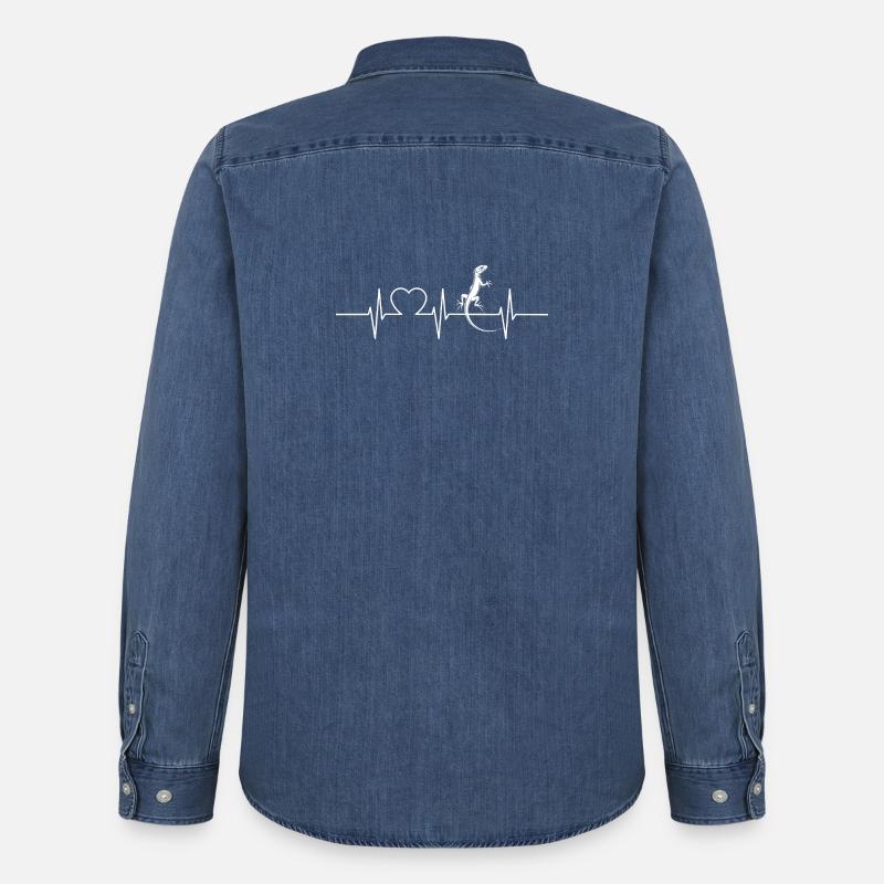 Eidechsen Eidechse - Männer Jeanshemd Organic von Stanley/Stella - verwaschenes Mittelblau 