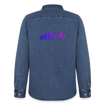 Pickleball Player Design for Pickleball Match Fans - Men’s Organic Denim Shirt by Stanley/Stella - mid washy  - Back - AI Model Male 185 light (185cm)
