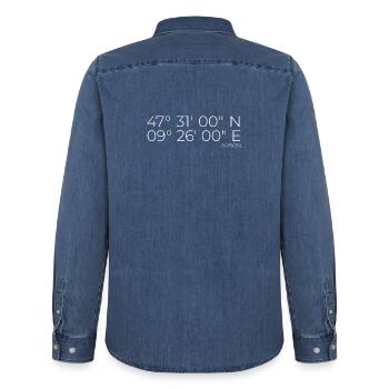 coordonnées Arbon Canton de Thurgovie - Chemise en denim homme bio Stanley/Stella - bleu moyen délavé  - Dos - AI Model Male 185 light (185cm)