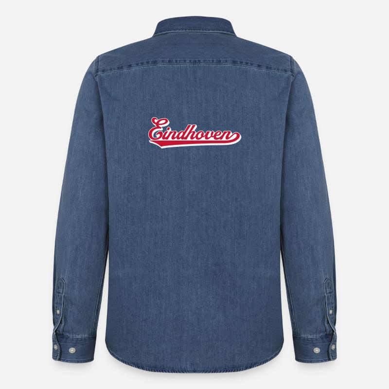 Eindhoven Script Stadtlogo - Männer Jeanshemd Organic von Stanley/Stella - verwaschenes Mittelblau 