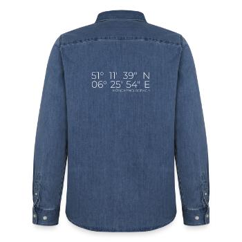 coordinates Mönchengladbach - Men’s Organic Denim Shirt by Stanley/Stella - mid washy  - Back - AI Model Male 185 light (185cm)