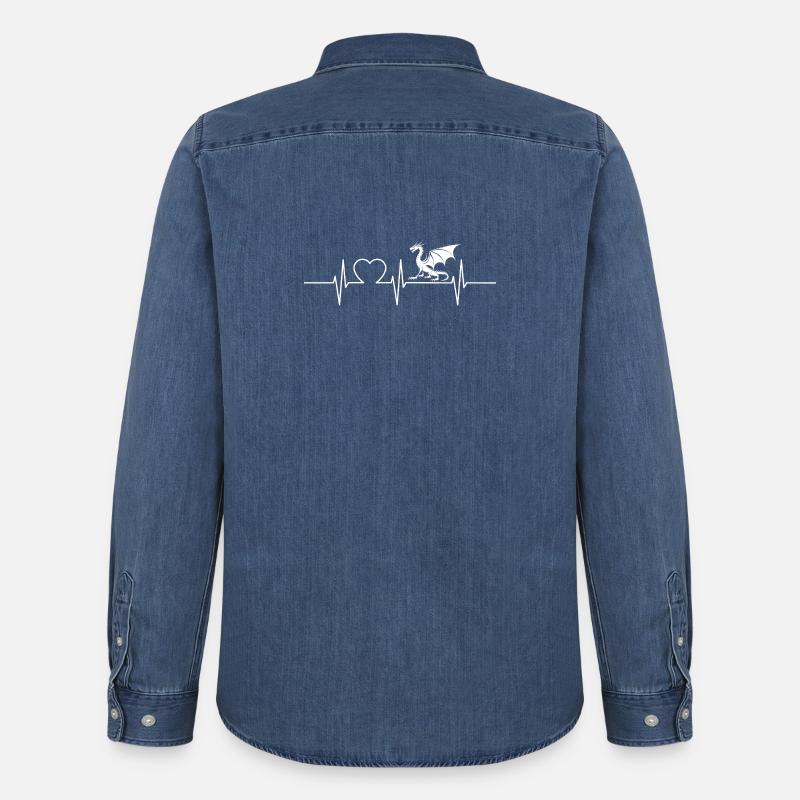 Drachen Drache - Männer Jeanshemd Organic von Stanley/Stella - verwaschenes Mittelblau 
