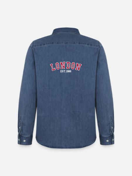 Londres Fondée en 1986 - Chemise en denim homme bio Stanley/Stella - bleu moyen délavé 