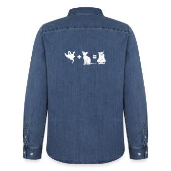 Funny Halloween Dog Ghost Halloween Dog - Männer Jeanshemd Organic von Stanley/Stella - verwaschenes Mittelblau  - Hinten - AI Model Male 185 light (185cm)