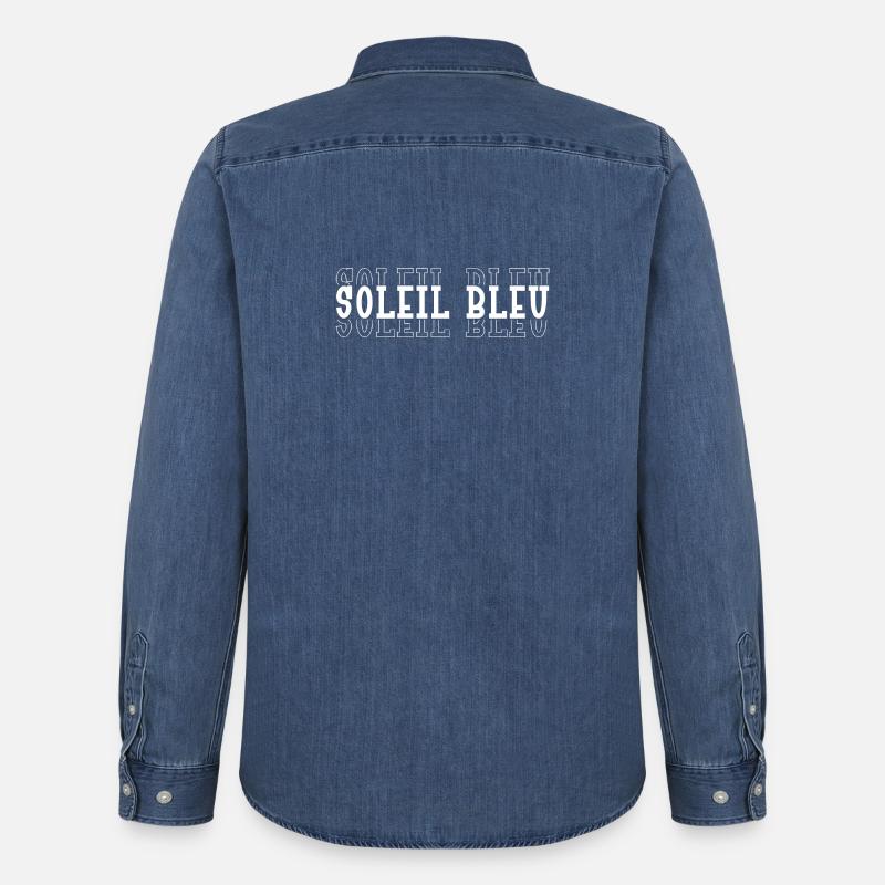 Typografisch Blaue Sonne - Männer Jeanshemd Organic von Stanley/Stella - verwaschenes Mittelblau 