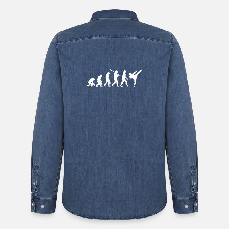 Evolution Fighting Judo Karate MMA Taekwondo - Männer Jeanshemd Organic von Stanley/Stella - verwaschenes Mittelblau 