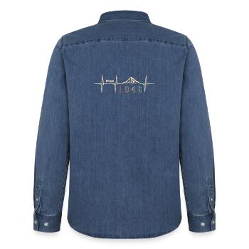 Retro Street 80 Years Octogenarian Gift 1946 - Men’s Organic Denim Shirt by Stanley/Stella - mid washy  - Back - AI Model Male 185 light (185cm)