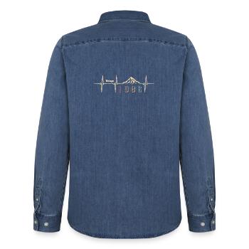 Retro Street 40 Years Forties Gift 1986 - Men’s Organic Denim Shirt by Stanley/Stella - mid washy  - Back - AI Model Male 185 light (185cm)