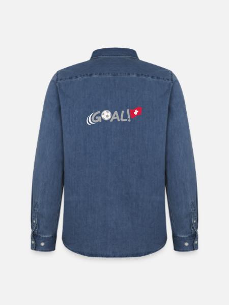 GOAL for Switzerland - Männer Jeanshemd Organic von Stanley/Stella - verwaschenes Mittelblau