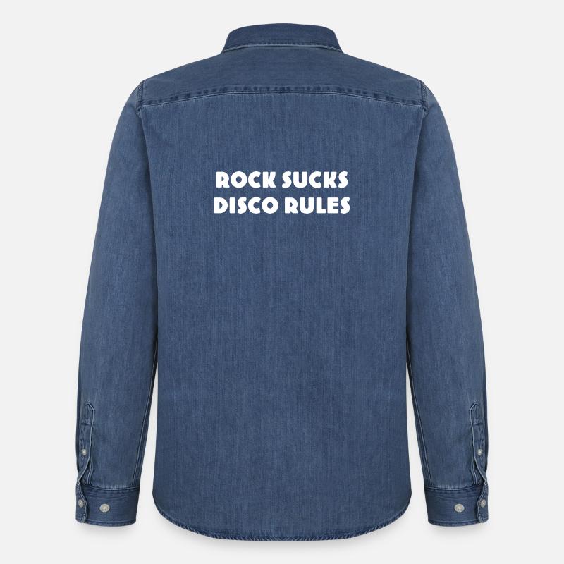 ROCK-SUCKS-DISCO-REGELN - Retro Rock vs. Disco - Männer Jeanshemd Organic von Stanley/Stella - verwaschenes Mittelblau