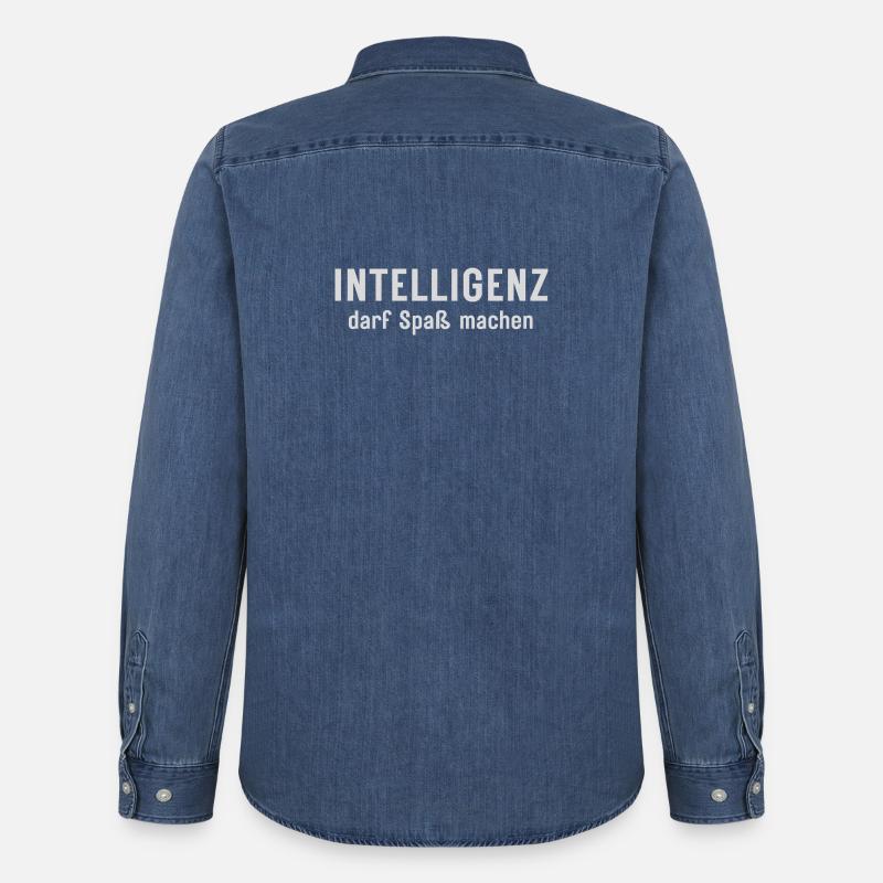 Intelligenz darf Spaß machen Statement Design - Männer Jeanshemd Organic von Stanley/Stella - verwaschenes Mittelblau 