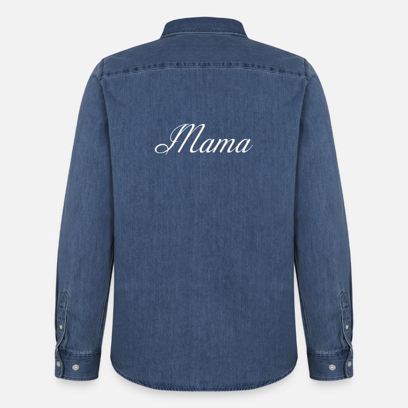 Mama Script Élégance - Chemise en denim homme bio Stanley/Stella - bleu moyen délavé