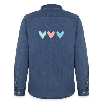ALLES GUTE ZUM GEBURTSTAG. ALLES GUTE ZUM GEBURTSTAG. JAHRESTAG. - Männer Jeanshemd Organic von Stanley/Stella - verwaschenes Mittelblau  - Hinten - AI Model Male 185 light (185cm)