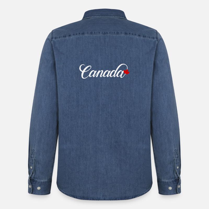 Canada Script mit Ahornblatt - Männer Jeanshemd Organic von Stanley/Stella - verwaschenes Mittelblau