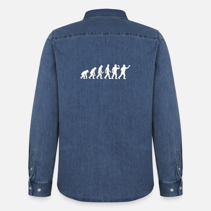 Evolution der Technik - Männer Jeanshemd Organic von Stanley/Stella - verwaschenes Mittelblau 