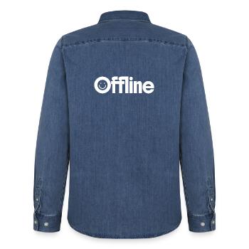 offline - Männer Jeanshemd Organic von Stanley/Stella - verwaschenes Mittelblau  - Hinten - AI Model Male 185 light (185cm)