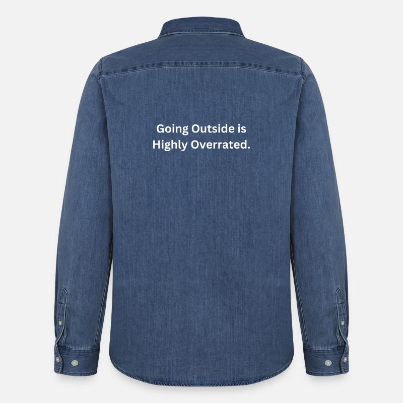 Rausgehen wird stark überbewertet - Männer Jeanshemd Organic von Stanley/Stella - verwaschenes Mittelblau 