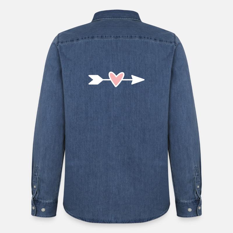 Herzpfeil Minimaldesign - Männer Jeanshemd Organic von Stanley/Stella - verwaschenes Mittelblau 