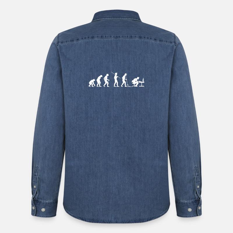 Evolution Programmer Computer Geek - Men’s Organic Denim Shirt by Stanley/Stella - mid washy