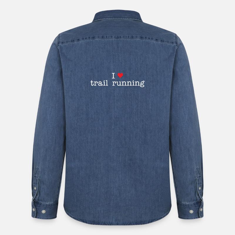 Ich liebe Trailrunning - Männer Jeanshemd Organic von Stanley/Stella - verwaschenes Mittelblau 