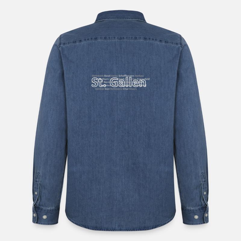 Schweizer Städte St Gallen - Männer Jeanshemd Organic von Stanley/Stella - verwaschenes Mittelblau 