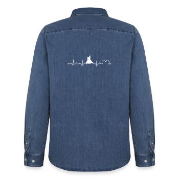 Valse Battement de cœur Pulsation Danse de salon Silhouette - Chemise en denim homme bio Stanley/Stella - bleu moyen délavé  - Dos - AI Model Male 185 light (185cm)