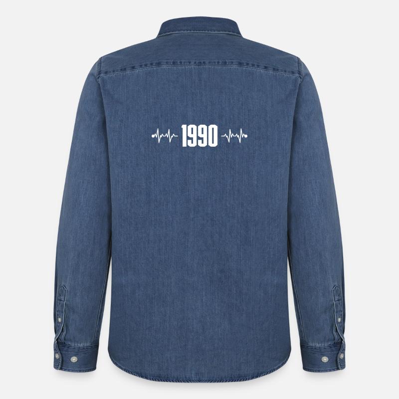 1990er Pulse Retro Heartbeat - Männer Jeanshemd Organic von Stanley/Stella - verwaschenes Mittelblau 