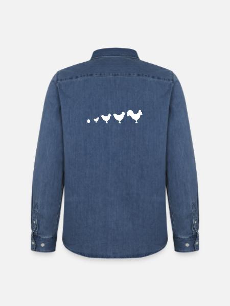 Evolution Farmer Chicken Rooster Funny - Men’s Organic Denim Shirt by Stanley/Stella - mid washy 
