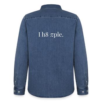Funny I Hate People Sarkastic Humors - Men’s Organic Denim Shirt by Stanley/Stella - mid washy  - Back - AI Model Male 185 light (185cm)
