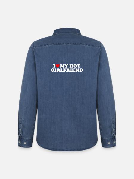 I Love My Hot Girlfriend Statement - Men’s Organic Denim Shirt by Stanley/Stella - mid washy 