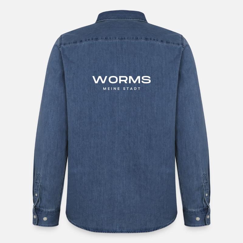 Worms - Männer Jeanshemd Organic von Stanley/Stella - verwaschenes Mittelblau 