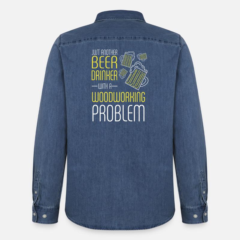 Beer Drinker With Woodworking Problem - Männer Jeanshemd Organic von Stanley/Stella - verwaschenes Mittelblau 