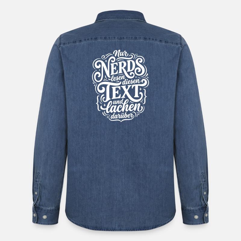 Nerd liest Text Humor Spruch - Männer Jeanshemd Organic von Stanley/Stella - verwaschenes Mittelblau 
