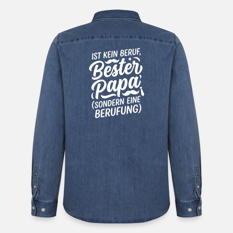 Bester Papa: Berufung statt Beruf - Männer Jeanshemd Organic von Stanley/Stella - verwaschenes Mittelblau