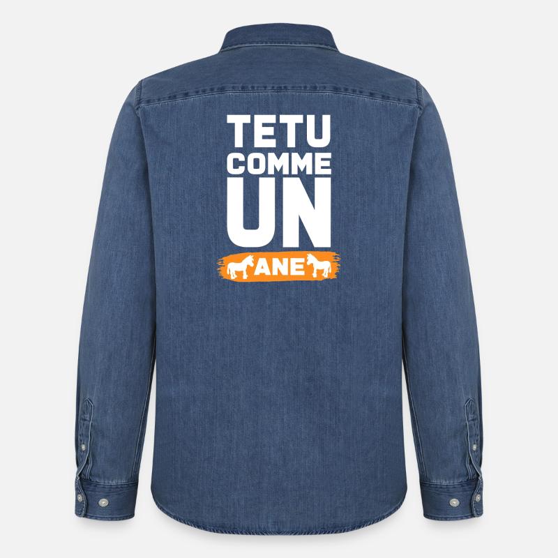 TEXT WIE EIN ESEL - Männer Jeanshemd Organic von Stanley/Stella - verwaschenes Mittelblau