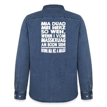 MIA DUAD MEI HERZ SO WEH, WENN I VOM MASSKRUAG - Männer Jeanshemd Organic von Stanley/Stella - verwaschenes Mittelblau  - Hinten - AI Model Male 185 light (185cm)