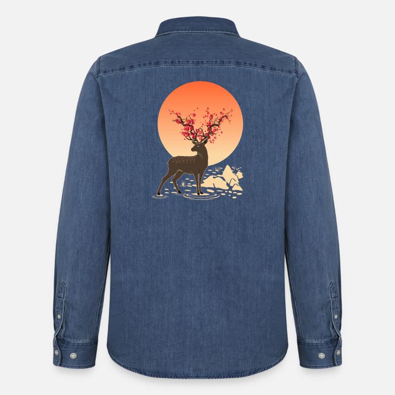 Hirschgeist | Schützen Sie Sika Hirsche - Männer Jeanshemd Organic von Stanley/Stella - verwaschenes Mittelblau 