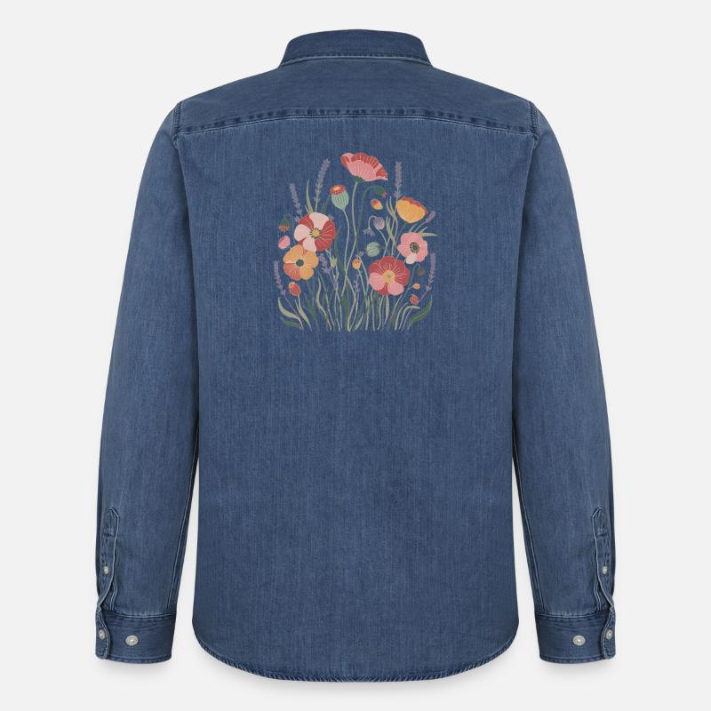 Boho Wildblumen – Blühende Harmonie - Männer Jeanshemd Organic von Stanley/Stella - verwaschenes Mittelblau 