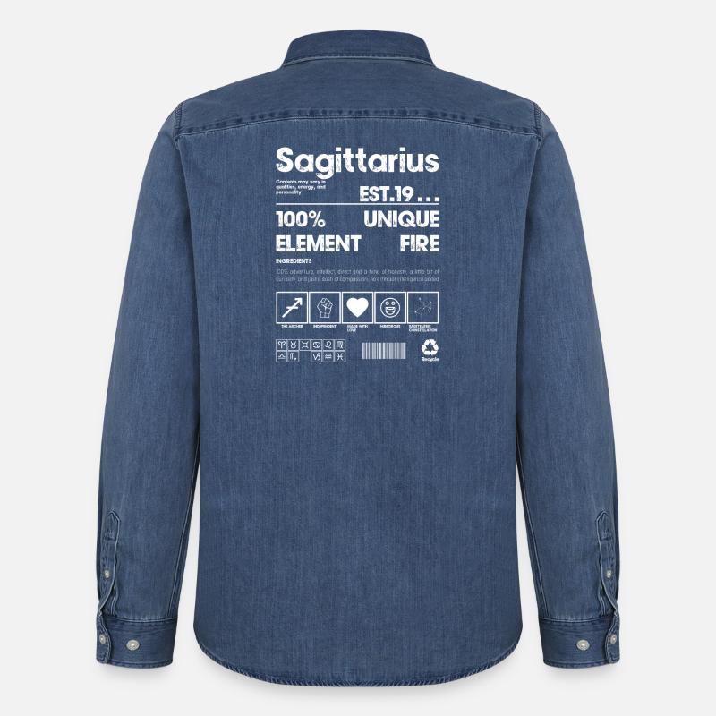 Schütze Sternzeichen Emblem Einzigartig - Männer Jeanshemd Organic von Stanley/Stella - verwaschenes Mittelblau 
