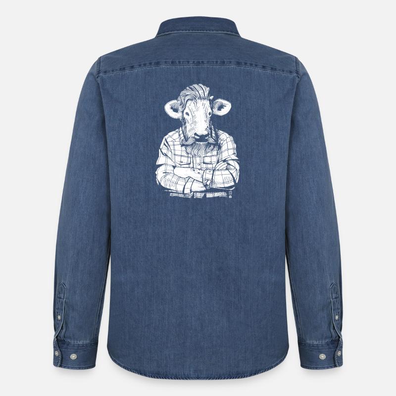 Mister Beef (weiße Version) - Männer Jeanshemd Organic von Stanley/Stella - verwaschenes Mittelblau 