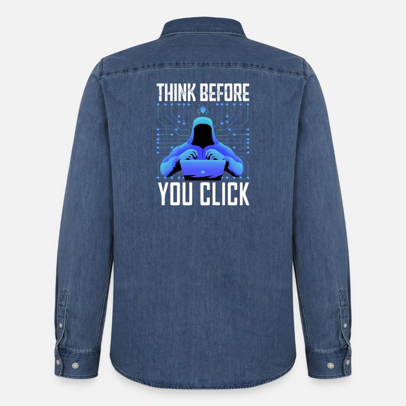 Hacker Hacker Programmeur Cybersécurité Linux - Chemise en denim homme bio Stanley/Stella - bleu moyen délavé 