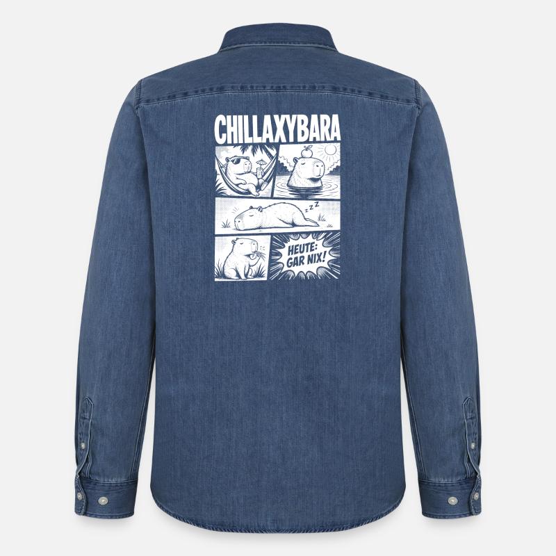 Chillax Capybara Relax Comic Design - Männer Jeanshemd Organic von Stanley/Stella - verwaschenes Mittelblau