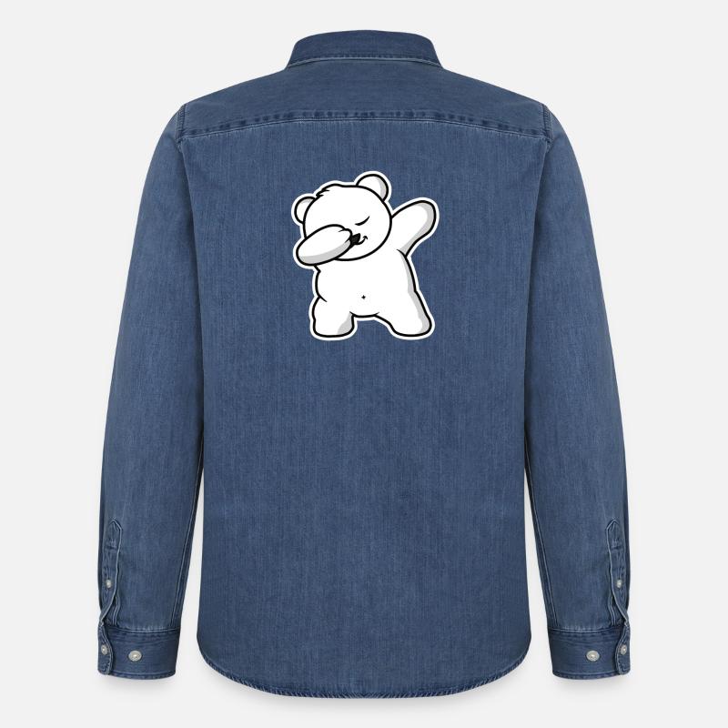 Winter Baer Eisbaer Dab - Männer Jeanshemd Organic von Stanley/Stella - verwaschenes Mittelblau