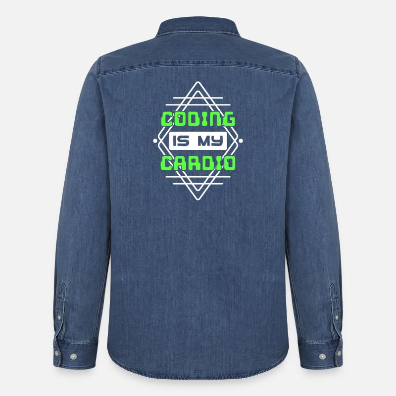 Developer Statement Code Skripting Webentwickler - Männer Jeanshemd Organic von Stanley/Stella - verwaschenes Mittelblau