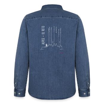 ZURICH APRICA for black - Men’s Organic Denim Shirt by Stanley/Stella - mid washy  - Back - AI Model Male 185 light (185cm)