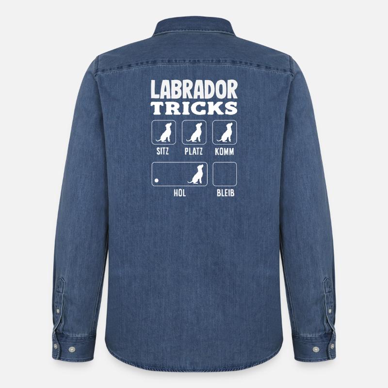 Labrador Tricks - Männer Jeanshemd Organic von Stanley/Stella - verwaschenes Mittelblau 