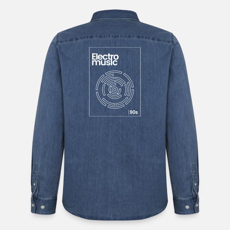 Electro Maze 90er Techno Tee - Männer Jeanshemd Organic von Stanley/Stella - verwaschenes Mittelblau